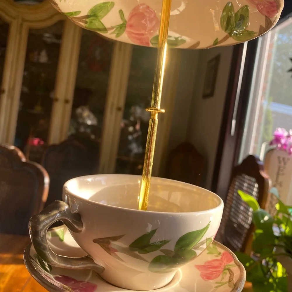 Franciscan Desert Rose Tea Cup Bird Feeder #9 - Picture 6 of 12